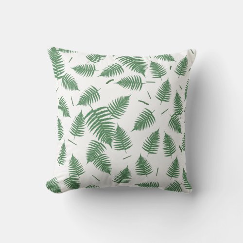 Green Fern Plant Leaf Pattern Cushion Throw Pillow