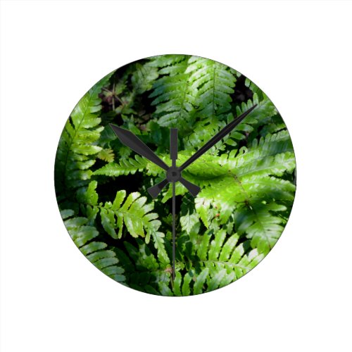 Green Fern Round Clock