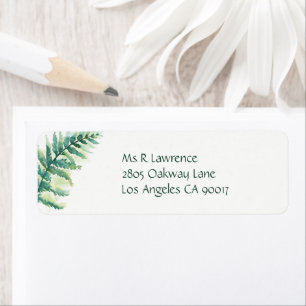 Green Fern Watercolor Label
