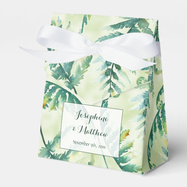 Green Fern Wedding Favor Boxes (Front Side)