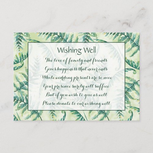 Green Fern Wedding Wishing Well Cards