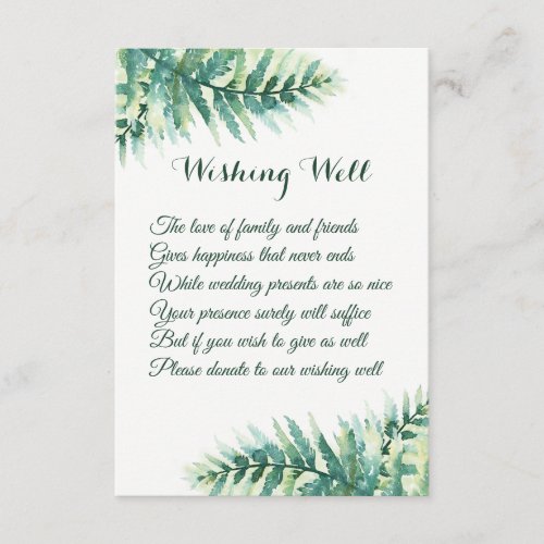 Green Fern Wedding Wishing Well Cards