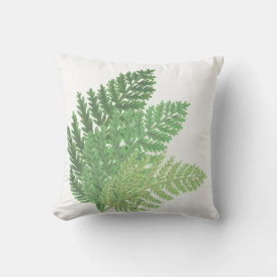 Green Ferns, botanical forest plants Throw Pillow