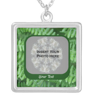 Green Ferns Design Photo Silver Plated Necklace