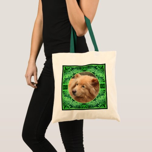 Green Ferns Frame Create Your Own Pet Photo     Tote Bag