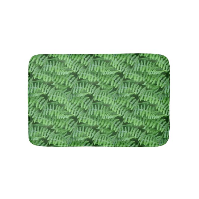 Green Ferns Nature Pattern Bathroom Mat (Front)