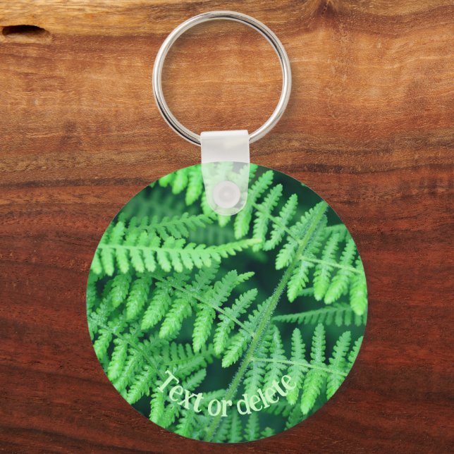 Green Ferns Nature Personalized Keychain (Front)