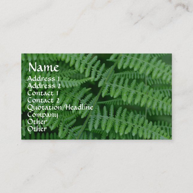 Green Ferns Nature Photography Business Card (Front)