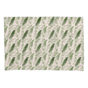 Green ferns repeat surface pattern pillow case