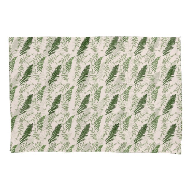 Green ferns repeat surface pattern pillow case (Front)
