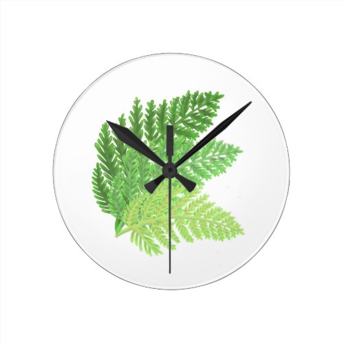 Green Ferns Round Clock