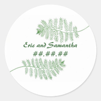 Green Ferns, Save the date Wedding stickers