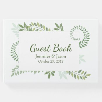 Green Ferns Wedding Guest Book by Myweddingday at Zazzle