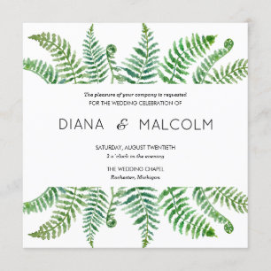 Green ferns wedding invitation