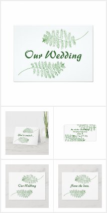 Green Ferns Wedding Invitations Set