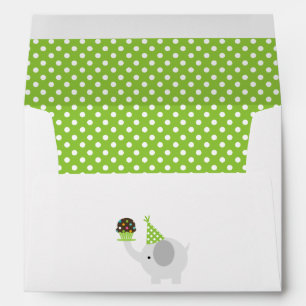 Green Festive Birthday Elephant Envelope