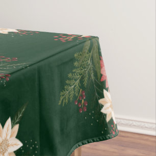 green festive botanical christmas holiday tablecloth