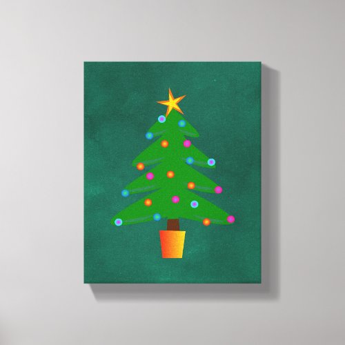 Green Festive Christmas Tree Canvas Print