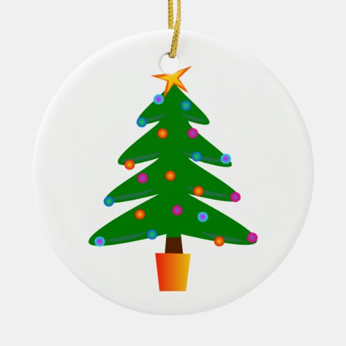 Green Festive Christmas Tree Ceramic Ornament