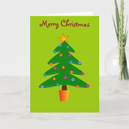 Green Festive Christmas Tree Holiday Card