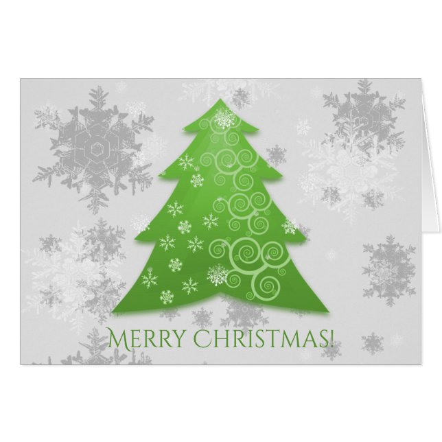 Green Festive Christmas Tree Holiday Greeting Card (Front Horizontal)