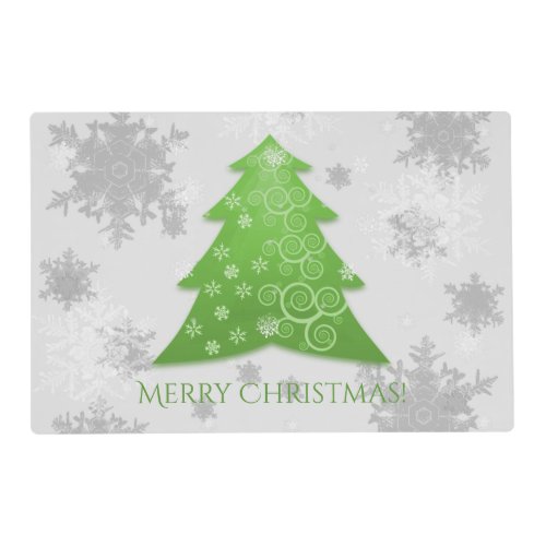 Green Festive Christmas Tree Laminated Placemat