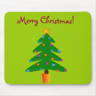 Green Festive Christmas Tree Mouse Pad