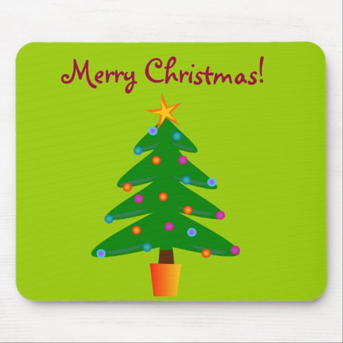 Green Festive Christmas Tree Mouse Pad