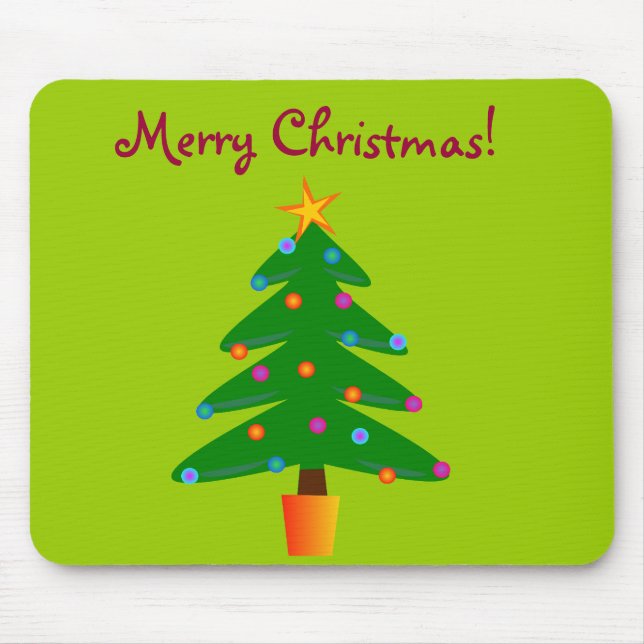 Green Festive Christmas Tree Mouse Pad (Front)
