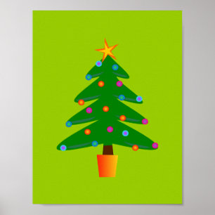 Green Festive Christmas Tree Poster