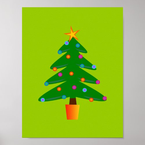 Green Festive Christmas Tree Poster