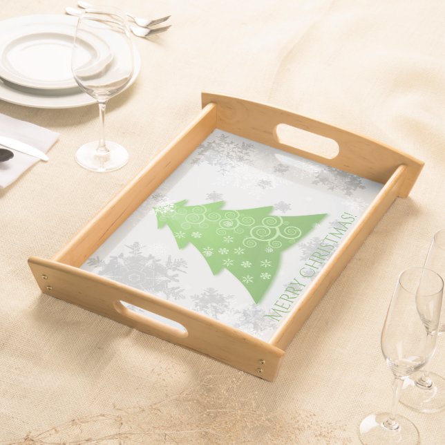 Green Festive Christmas Tree Serving Tray (Front)