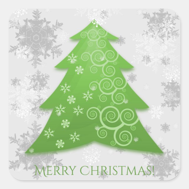Green Festive Christmas Tree Sticker (Front)