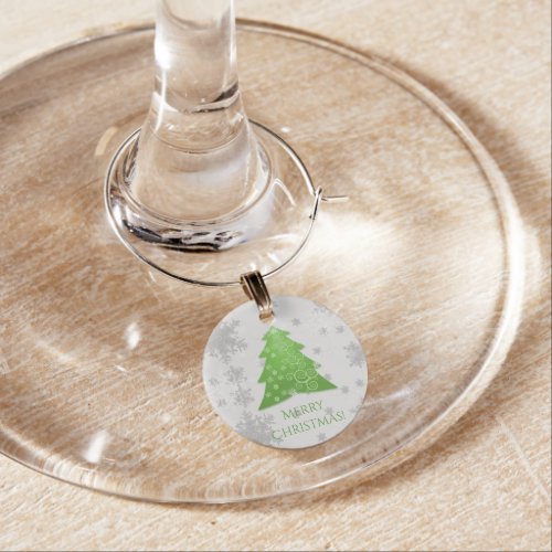 Green Festive Christmas Tree Wine Charm