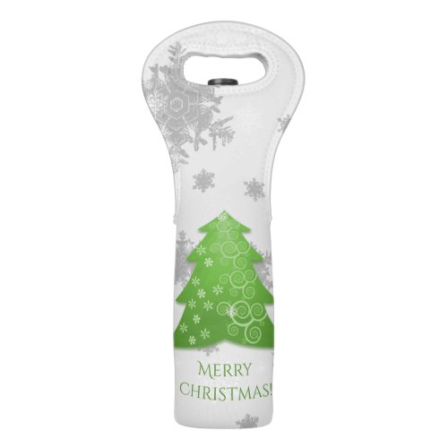 Green Festive Christmas Tree Wine Tote