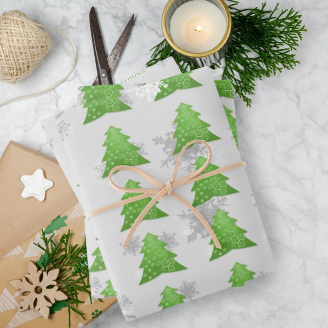 Green Festive Christmas Tree Wrapping Paper Sheets (Green Festive Christmas Tree Wrapping Paper Sheets)
