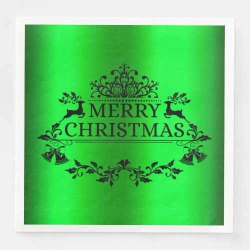Green Festive Merry Christmas Paper Napkin
