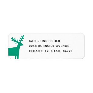 Green Festive Reindeer   Scandinavian Christmas Label