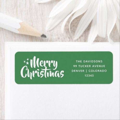 Green Festive Script Font Simple Merry Christmas Label