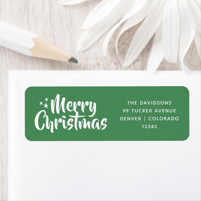 Green Festive Script Font Simple Merry Christmas Label (Insitu)