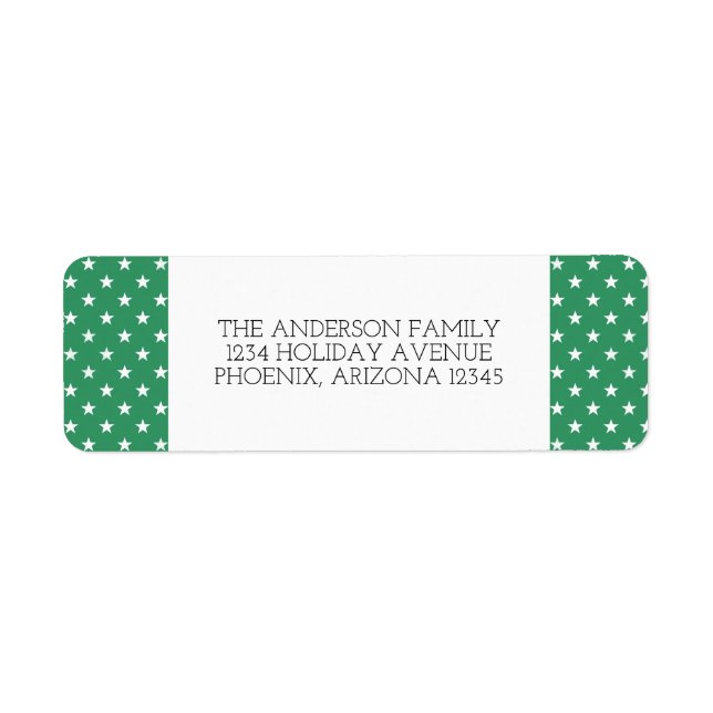 Green Festive Stars Holiday Address Labels (Front)