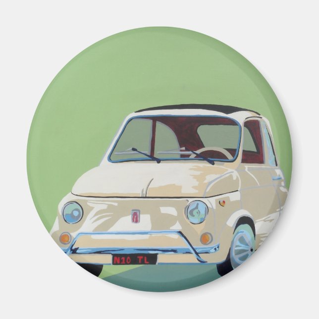 Green Fiat 500 Magnet (Front)