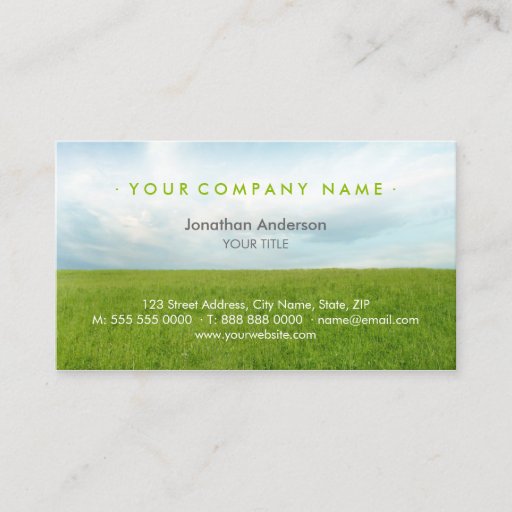 Customizable Green Field business card