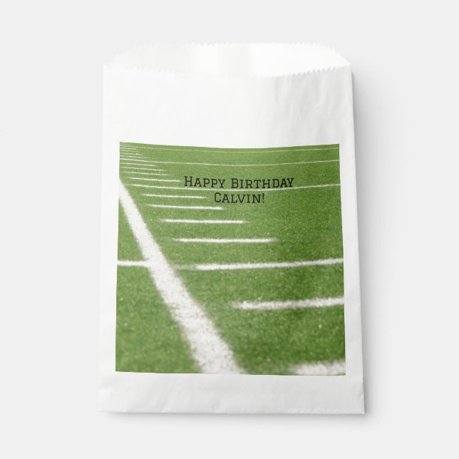  Green Field Football Birthday Favor Bag (Front)