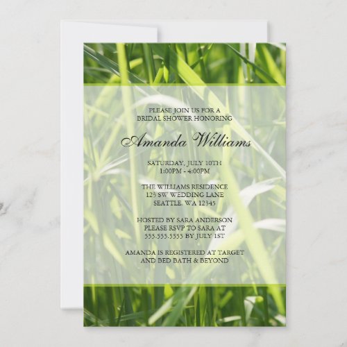 Green Field Grass Outdoor Bridal Shower Invitation