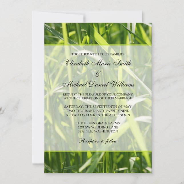 Green Field Grass Outdoor Wedding Invitation (Front)