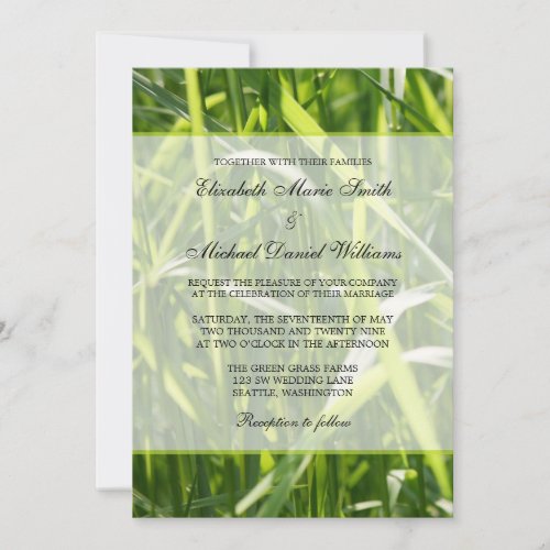 Green Field Grass Outdoor Wedding Custom Invitations