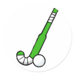 Green Field Hockey Stick Classic Round Sticker