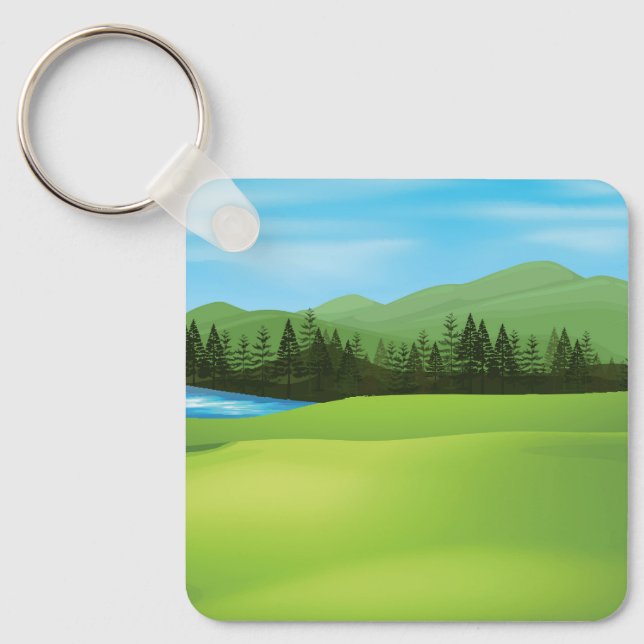  Green field Keychain (Front)