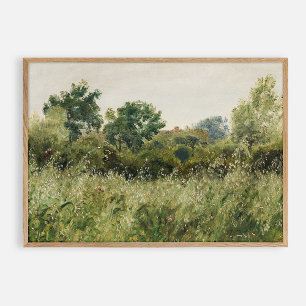 Green Field Large Vintage Oil Poster